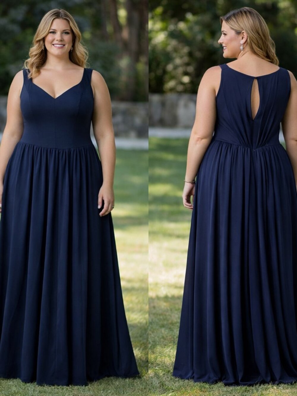 Allure Bridesmaids 1708 Dress Size 22 Navy Formal Wedding Keyhole Back Gown